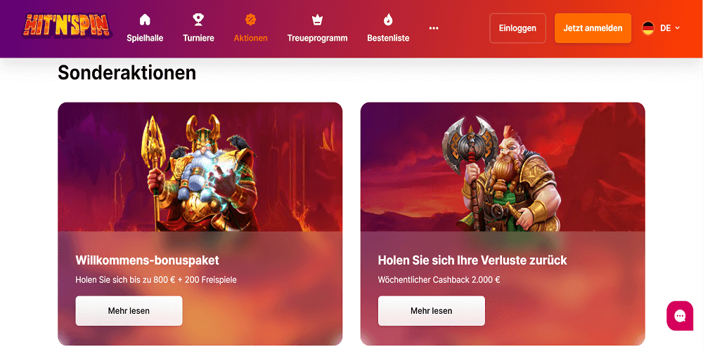 HitnSpin Casino Aktionen